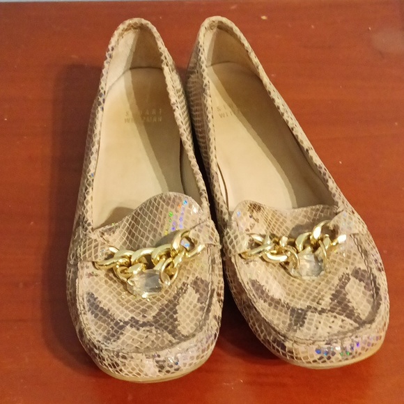Stuart Weitzman python print 7.5 holographic overlay tan & brown flats - Picture 17 of 17